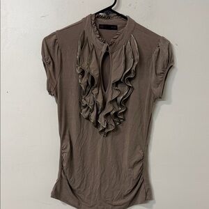 Heart Soul Brown Ruffled Blouse Y2K